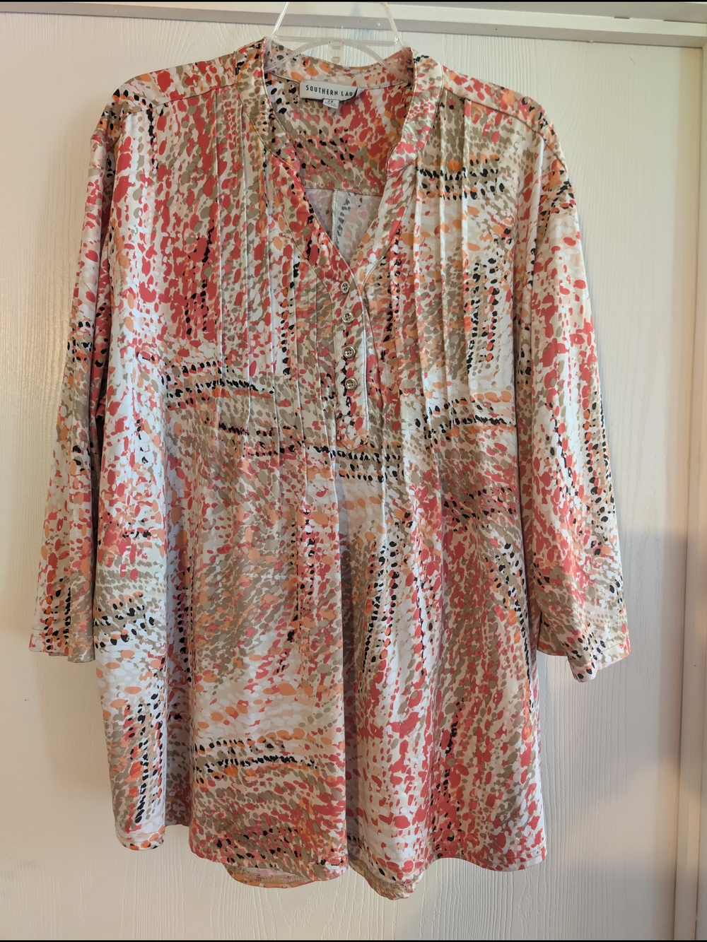 Southern Lady Coral Peach & Cream Printed Tunic